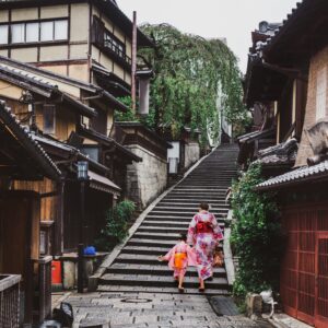 Kyoto, Japan med børn, Ninnen-zaka og Sannen-zaka skråningerne